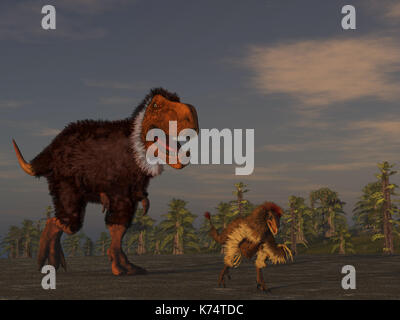 Gefiederte Dinosaurier Stockfoto