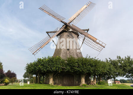 Niederländische Windmühle, Windmühle, Westfälische Mühlenstraße, Destel, Stemwede, Minden-Lübbecke, Nordrhein-Westfalen, Deutschland Stockfoto