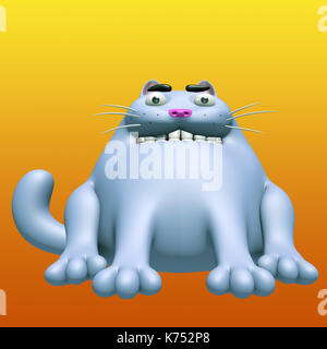 Cute Fat Cat. 3D-Darstellung. Lustige cartoon Charakter. Stockfoto