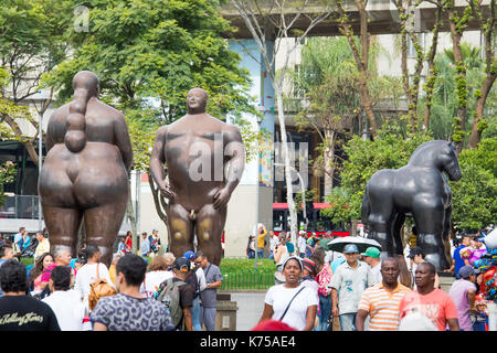 Adan y Eva Skulptur, Botero Plaza, Medellin, Kolumbien Botero Plaza, Medellin, Kolumbien Stockfoto