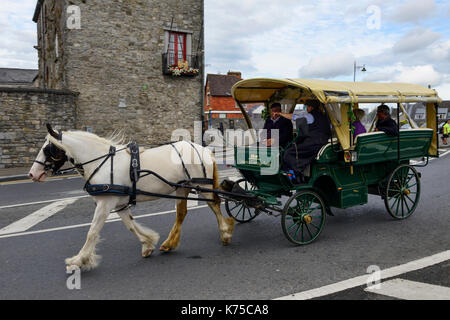 Kutsche in der Hauptstraße von Limerick Stadt, Grafschaft Limerick, Republik von Irland Stockfoto