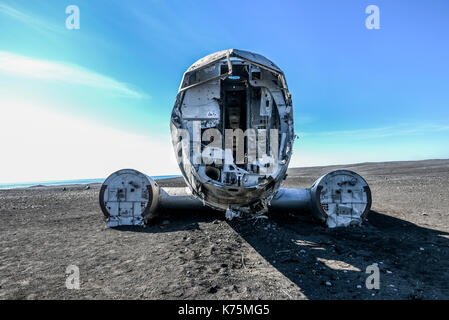 Rack Flugzeug stürzte vor der Küste Islands, touristische Attraktion Stockfoto