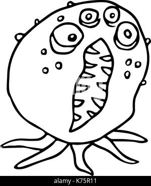 Monster 4-eyed Octopus. lustige Cartoon Charakter. Vector Illustration Stock Vektor