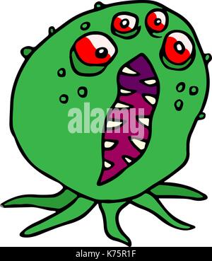 Monster 4-eyed Octopus. lustige Cartoon Charakter. Vector Illustration Stock Vektor