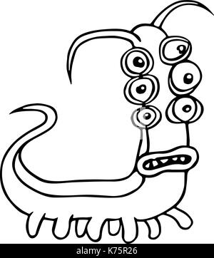 Monster 6-eyed Tausendfüßler. lustige Cartoon Charakter. Vector Illustration. Stock Vektor