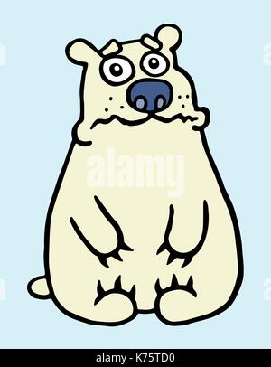 Cartoon traurige Eisbären. Vector Illustration. digitale Zeichnung Melancholie niedliche Tier Charakter. Stock Vektor