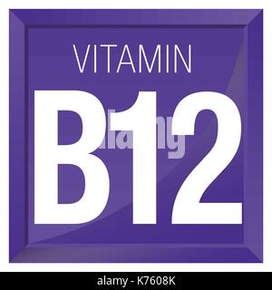 Vitamin-B12-Symbol - Chemie - quadratischen Rahmen mit violetten Hintergrund Stock Vektor