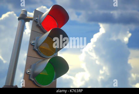 Ampel mit dem roten Licht auf, Signal geschlossen, um voran zu gehen. Stockfoto