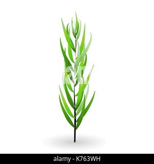 Bunte naturalistischen grüne Blätter am Zweig. Vector Illustration. Stock Vektor