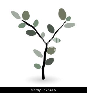 Bunte naturalistischen grüne Blätter am Zweig. Vector Illustration. Stock Vektor