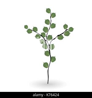 Bunte naturalistischen grüne Blätter am Zweig. Vector Illustration. Stock Vektor