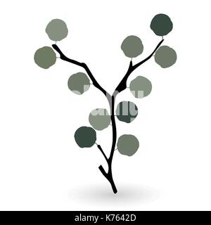 Bunte naturalistischen grüne Blätter am Zweig. Vector Illustration. Stock Vektor