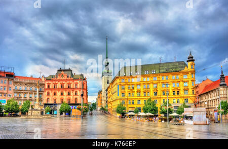 Platz der Freiheit, dem Hauptplatz der Stadt Brünn in der Tschechischen Republik Stockfoto