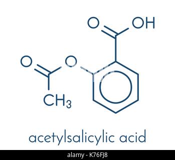 Acetylsalicylsäure (Aspirin) Droge Molekül. Skelettmuskulatur Formel. Stock Vektor