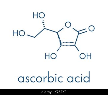 Vitamin C (Ascorbinsäure, ascorbat) Molekül. Skelettmuskulatur Formel. Stock Vektor