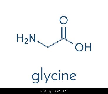 Glycin (Gly, G) Aminosäure Molekül. Skelettmuskulatur Formel. Stock Vektor