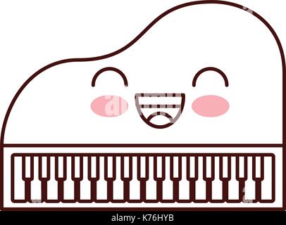 Kawaii Piano Musik Instruments classic Cartoon Stock Vektor