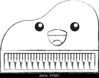 Kawaii Piano Musik Instruments classic Cartoon Stock Vektor