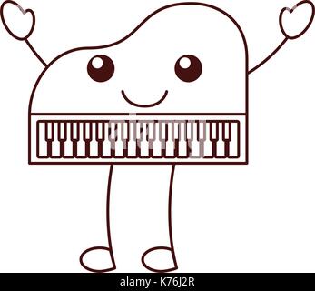 Kawaii Piano Musik Instruments classic Cartoon Stock Vektor
