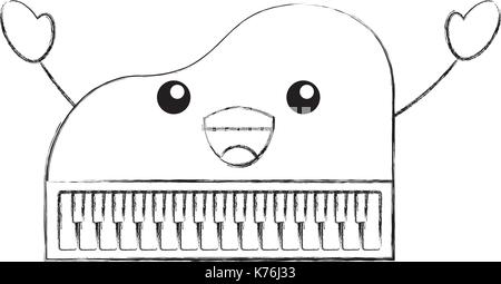 Kawaii Piano Musik Instruments classic Cartoon Stock Vektor