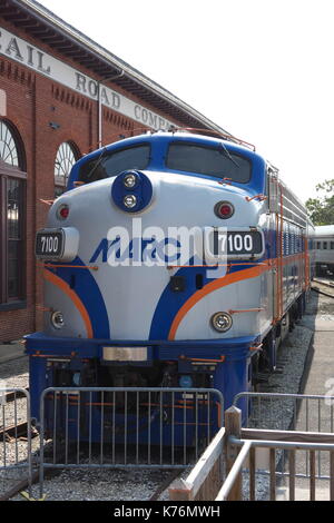 1951 MARC #7100 F7A deisel - elektrische Lokomotive auf der B&O Railroad Museum, Baltimore, Maryland, USA. Stockfoto