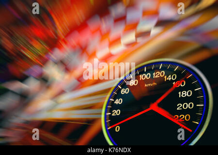Abstrakte speed racing Hintergrund mit Tachometer Stockfoto