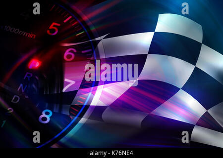Abstrakte speed racing Hintergrund mit Tachometer Stockfoto