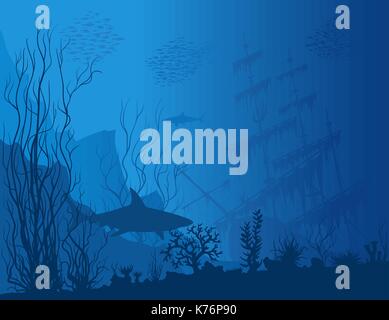 Blaue Unterwasserlandschaft Stock Vektor
