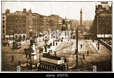 1914 - Straßenbahnen in Sackville Street, Dublin (O'Connell Street), in der Republik Irland (ehemals Drogheda Straße) Stockfoto