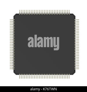 3D-rendering Schwarz cpu-Chip isoliert auf weißem Stockfoto