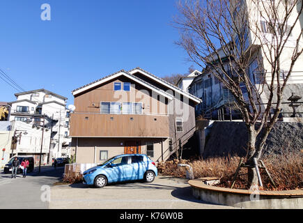 Kyoto, Japan - Jan 1, 2016. Viele Häuser in der Innenstadt von Kyoto, Japan. Kyoto diente als Japans Hauptstadt und Residenz des Kaisers von 794 bis Stockfoto