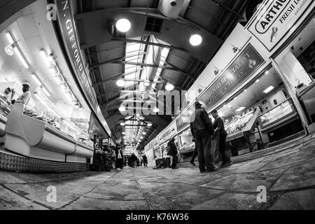 Leeds, Kirkgate Markt, der Heimat der ersten Marks und Spencer ausgeht, in Leeds, West Yorkshire, England. Stockfoto