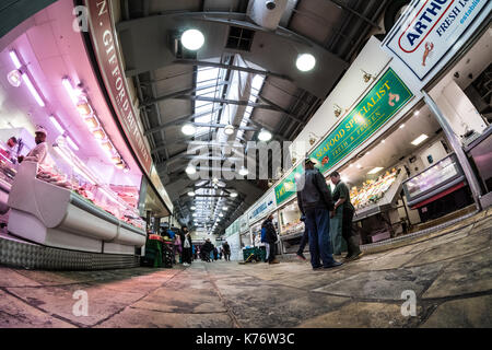 Leeds, Kirkgate Markt, der Heimat der ersten Marks und Spencer ausgeht, in Leeds, West Yorkshire, England. Stockfoto