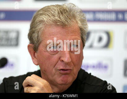 Neue Crystal Palace Manager Roy Hodgson während einer Pressekonferenz auf der Ziele Soccer Center, Beckenham. Stockfoto