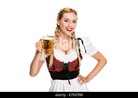 Kellnerin mit Bier auf dem Oktoberfest Stockfoto