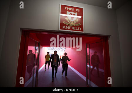 FC Liverpool Anfield Stadium, in Liverpool, England, am 15. September 2017. Stockfoto