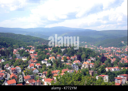 Der Gipfel des Brockens wie von der Terrasse aus gesehen. Wernigerode. Stockfoto