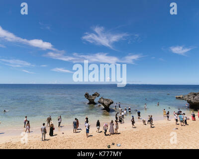 Herzen Rock Beach, Kouri Insel Okinawa, Japan Stockfoto