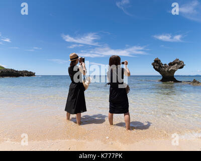 Herzen Rock Beach, Kouri Insel Okinawa, Japan Stockfoto