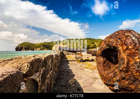 Vereinigtes Königreich, Montserrat, englischsprachigen Karibik, Brades, Reste der Canones über Carrs Bay, nicht weit von der neuen Hauptstadt Brades, in Richtung der Insel Redonda Stockfoto