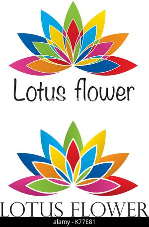 Zwei bunte Lotus flower Logo auf weissem Hintergrund - Vektorbild Stock Vektor