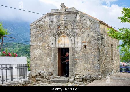 Griechenland, Kreta, Rethymnon, Amari Tal, Thronos, Agia Panagia byzantinische Kirche Stockfoto