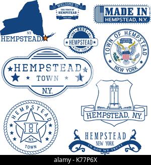 Satz generischer Stempel und Zeichen von Hempstead Town, New York State Stock Vektor