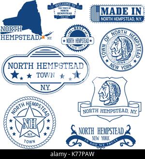 Satz generischer Stempel und Zeichen der Norden Hempstead Town, New York State Stock Vektor
