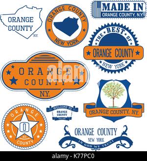 Satz generischer Stempel und Schilder in Orange County, New York State Stock Vektor