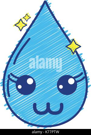 Kawaii süß glückliche Wassertropfen Stock Vektor