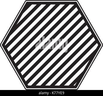 Hexagon Emblem in schwarzweiß und gestreifte Stock Vektor