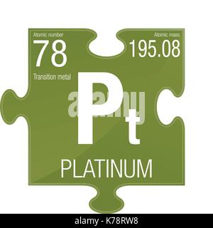 Platinum Symbol. Element Nummer 78 des Periodensystems der Elemente - Chemie - Puzzleteil mit grünem Hintergrund Stock Vektor