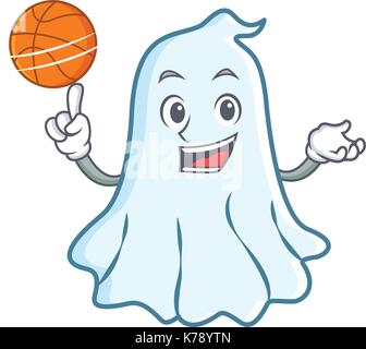 Spielen Basketball cute ghost Charakter Cartoon Stock Vektor