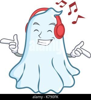 Musik cute ghost Charakter Cartoon Stock Vektor